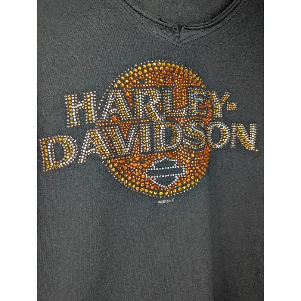 Harley Davidson Rhinestone Bling Silverton Tee Shirt - Picture 5 of 7